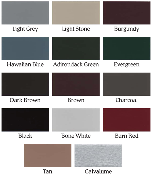 Metal Roofing Color options