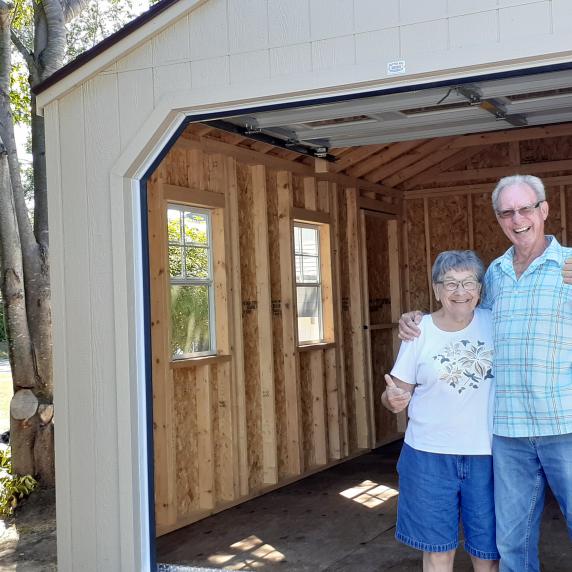 Gable Roof Cottage Style Wooden Storage Shed beige