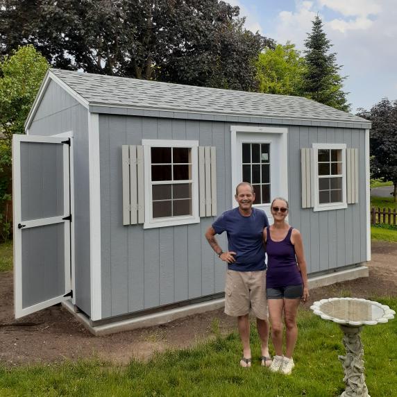English Cottage storage shed with shutters