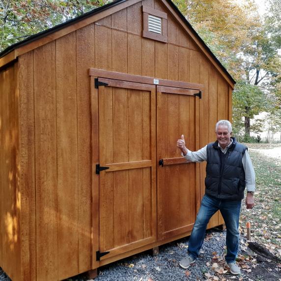 Garden storage shed wood panelling
