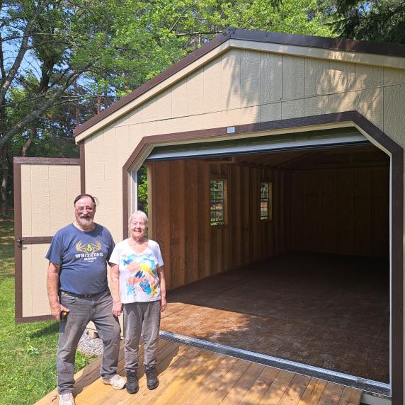 Canadian Portable Garage 14x24 tan with brown metal roof